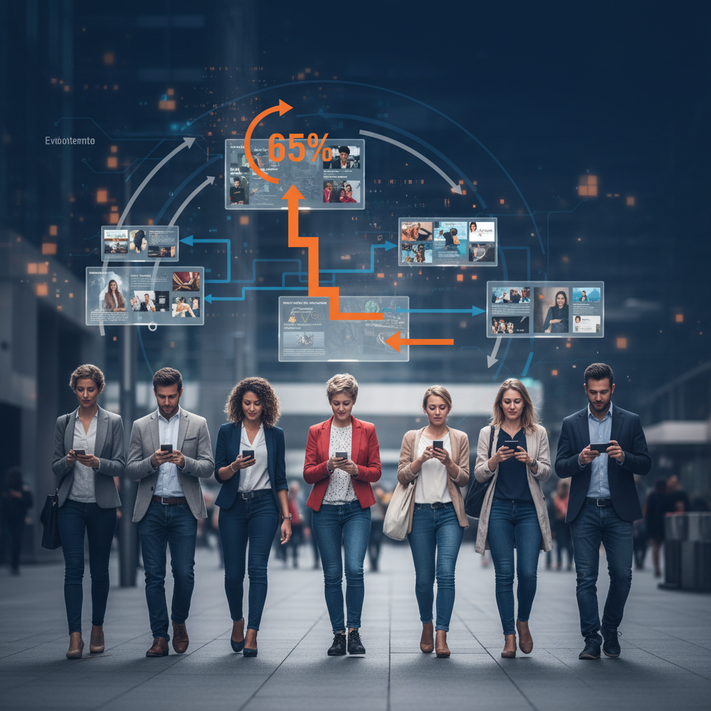 Grafico stilizzato che mostra consumatori che bloccano annunci con barriere digitali