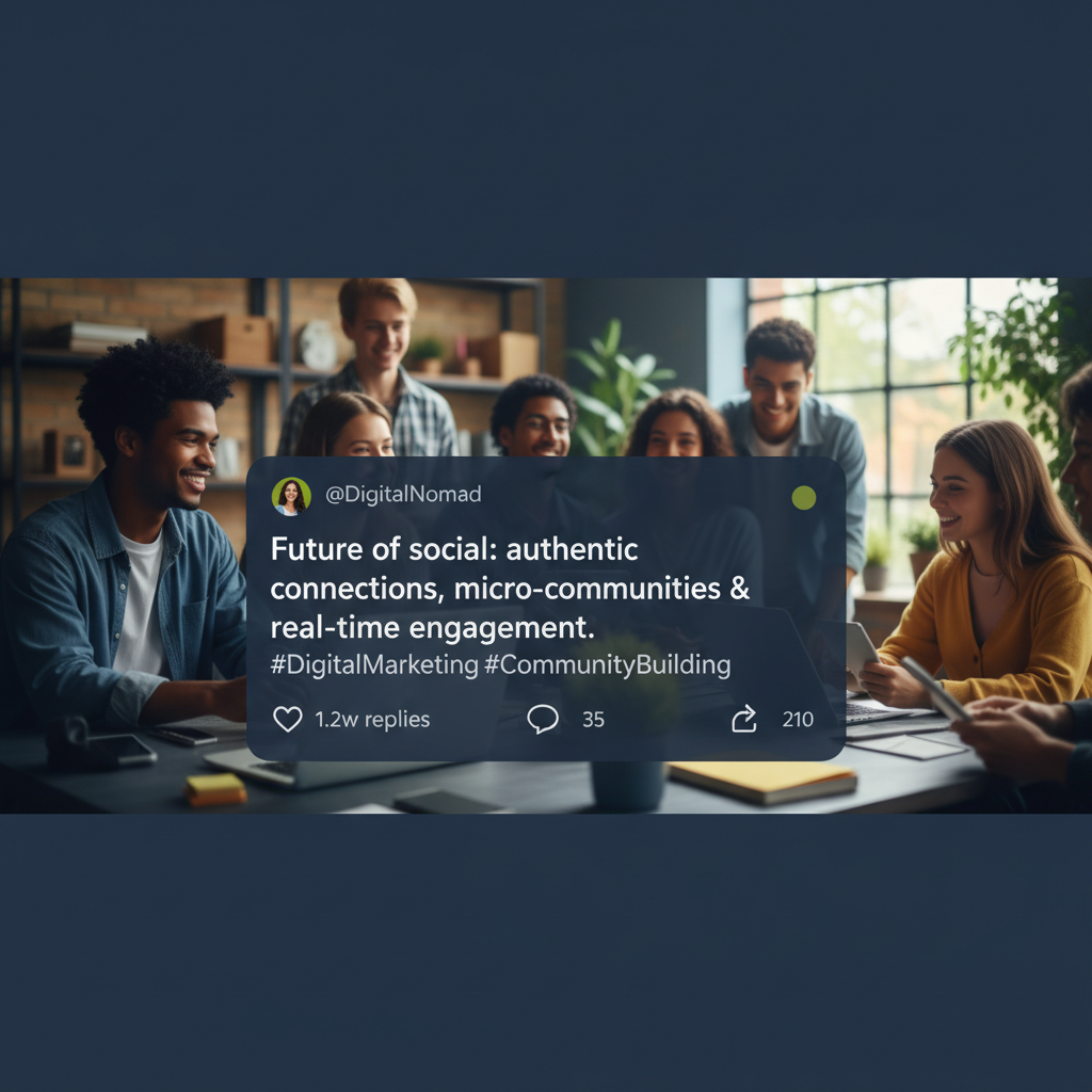 Schermata di Threads che mostra un post con testo sovrapposto a un'immagine di sfondo